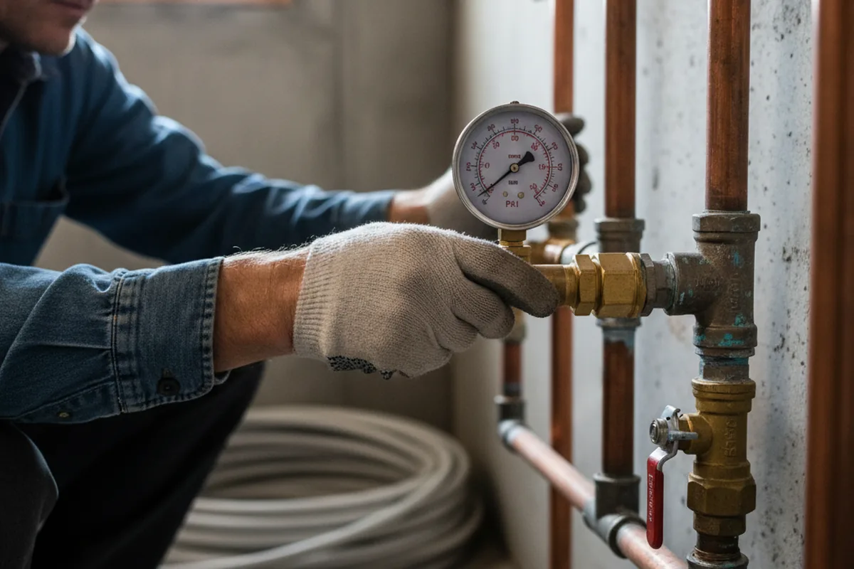 Pressure testing a repaired line during Water Line Repair in Plattsmouth